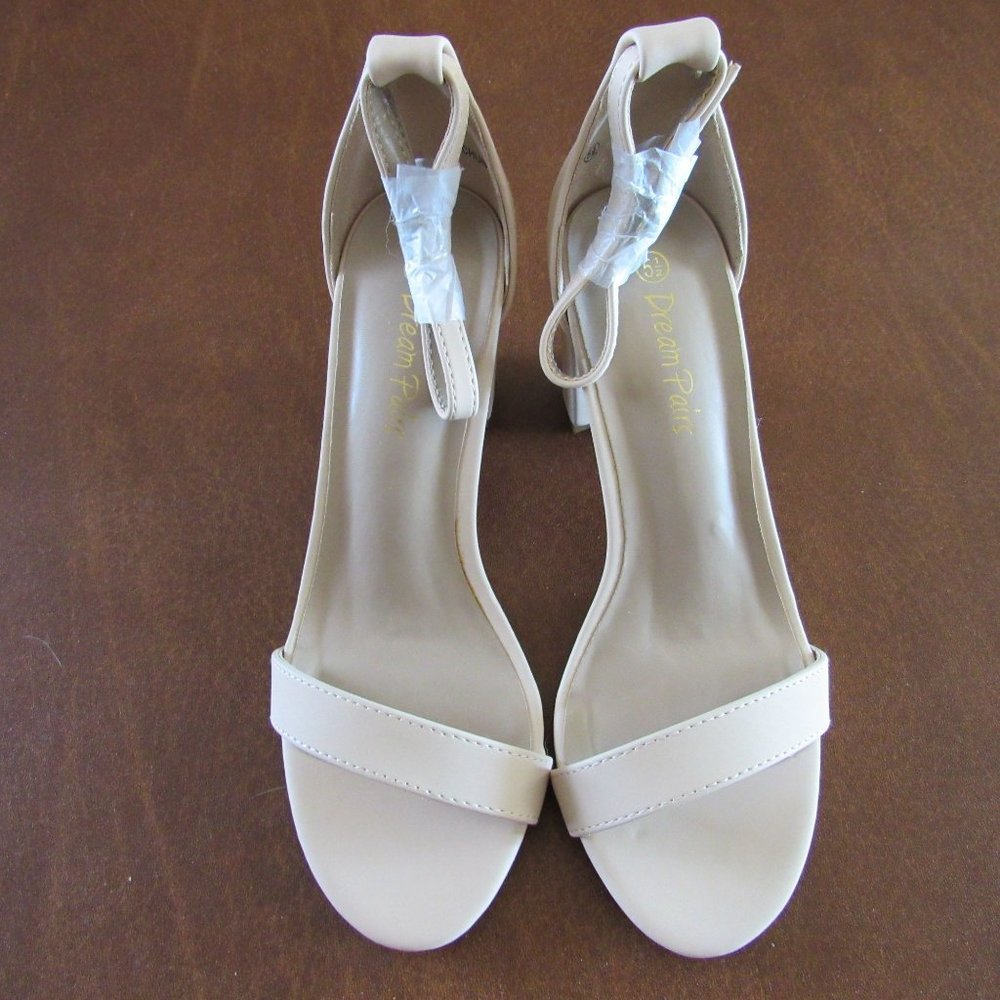 Dream Pairs Chunk Nude High Heel Sandals Size Womens US 5.5 UK 3.5 EUR 36.5
